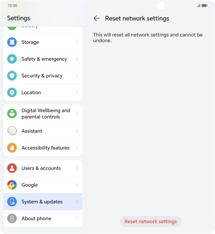 Press Reset network settings.