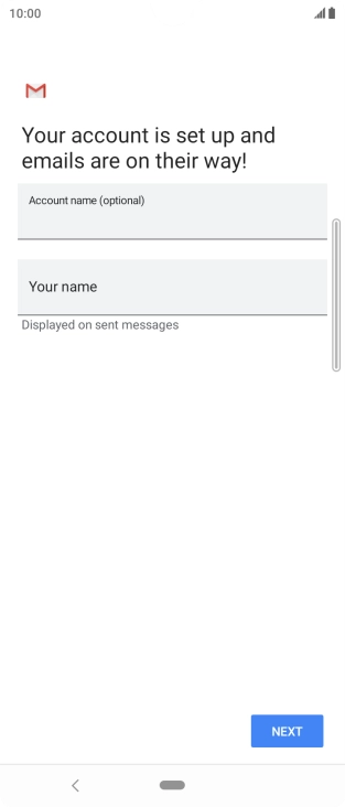 Press the field below 'Account name (optional)' and key in the required name. Press the field below 'Account name (optional)' and key in the required name.