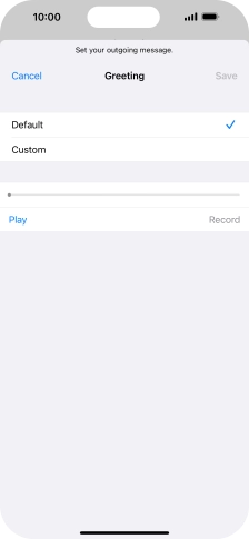 Press Default to select the default greeting.