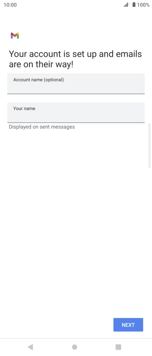 Press the field below 'Account name (optional)' and key in the required name. Press the field below 'Account name (optional)' and key in the required name.