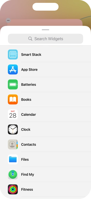 Press the required widget. Press the required widget.