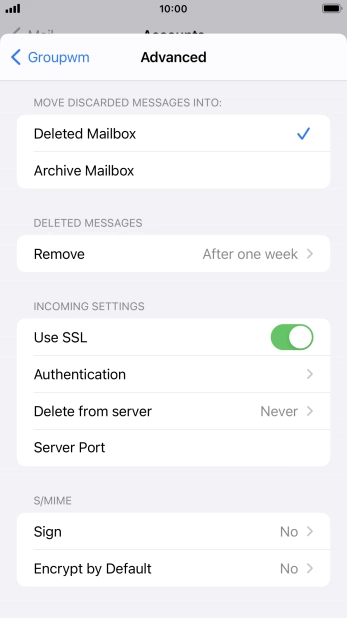 Press the indicator next to 'Use SSL' to turn off the function. Press the indicator next to 'Use SSL' to turn off the function.