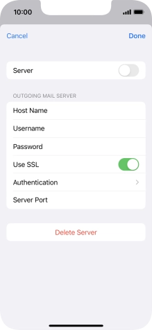Press the indicator next to 'Use SSL' to turn off the function.