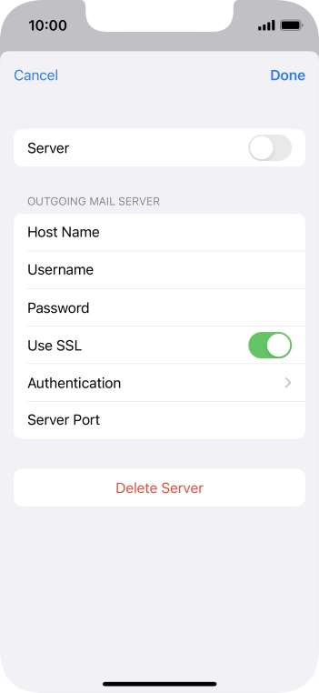 Press the indicator next to 'Use SSL' to turn off the function.