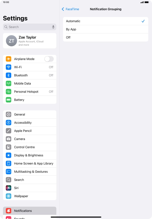 Press the required setting. Press the required setting.