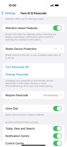 Press Turn Passcode Off and key in the lock code.