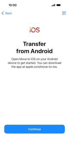 To transfer content to your phone, you need to install the app 'Move to iOS' on the Android phone. When the app is installed, press Continue.
