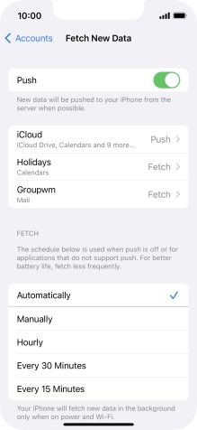 Press the indicator next to 'Push' to turn the function on or off.
