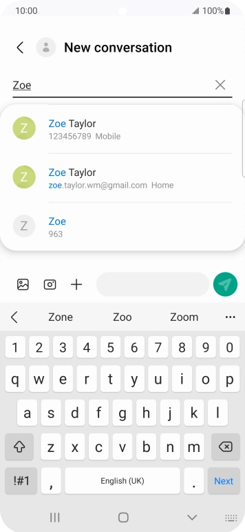 Press the required contact. Press the required contact.