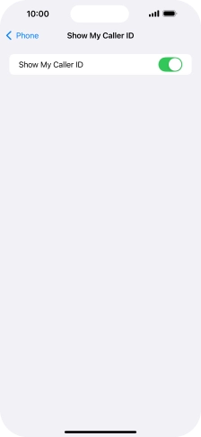 Press the indicator next to 'Show My Caller ID' to turn the function on or off.