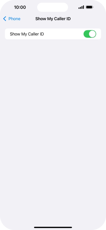 Press the indicator next to 'Show My Caller ID' to turn the function on or off.