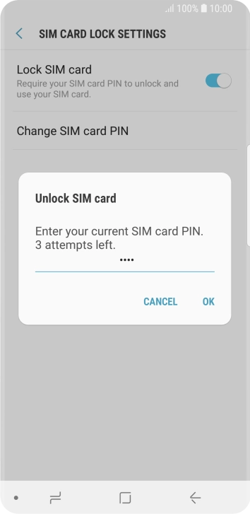 Key in your SIM PIN and press OK. The default SIM PIN is 0000.
