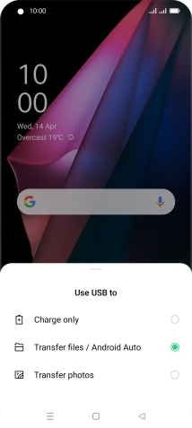 Press Transfer files / Android Auto.