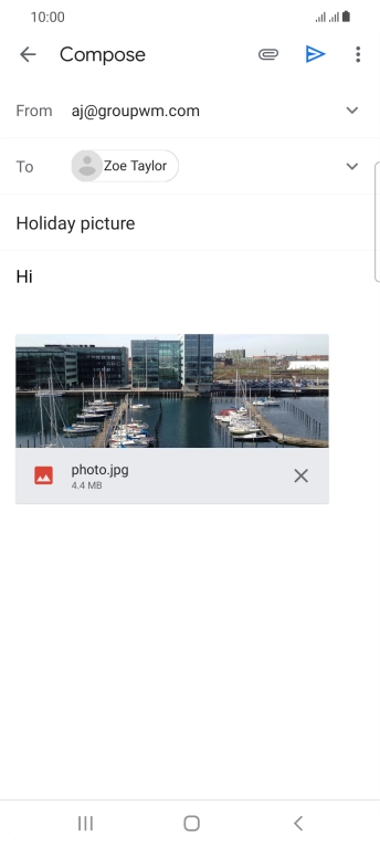 Press the send icon when you've finished your email. Press the send icon when you've finished your email.