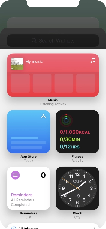 Press the required widget. Press the required widget.