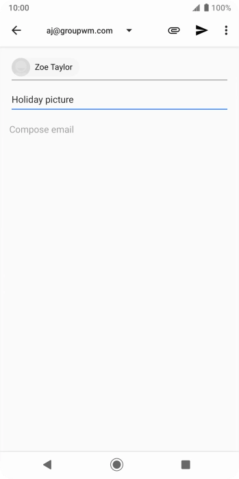 Press the text input field and write the text for your email. Press the text input field and write the text for your email.