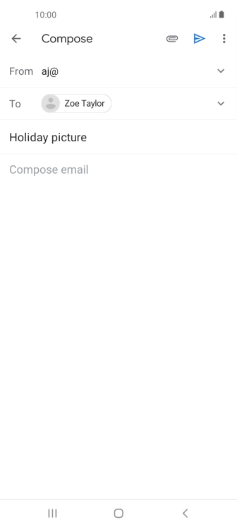 Press the text input field and write the text for your email. Press the text input field and write the text for your email.