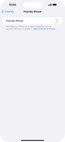 Press the indicator next to 'Find My iPhone' to turn on the function.