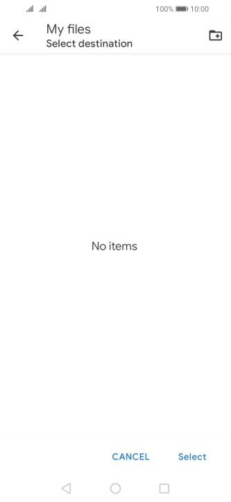 To create a new folder, press the new folder icon and follow the instructions on the screen to create a new folder.
