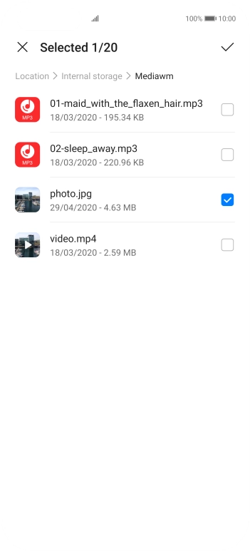Press the confirm icon. Press the confirm icon.