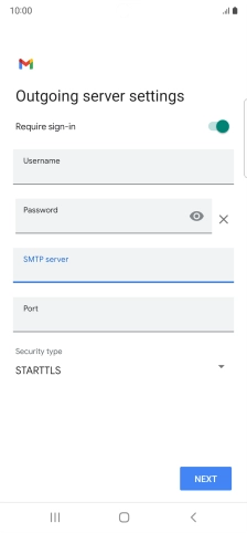Press the field below 'Port' and key in 25.