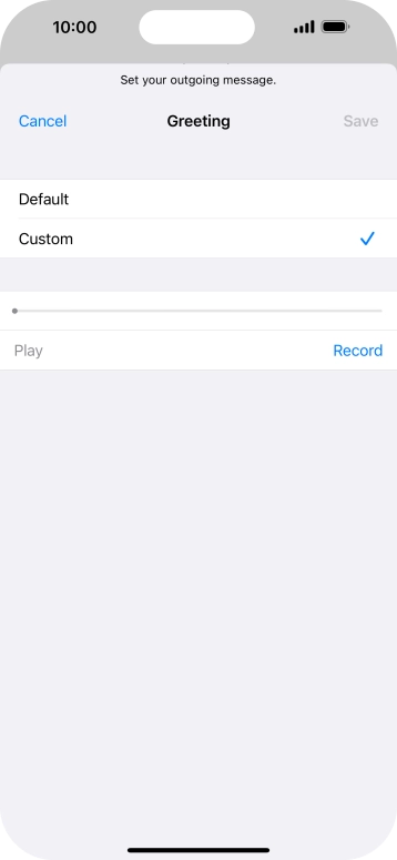 Press Record to start recording a personal greeting.