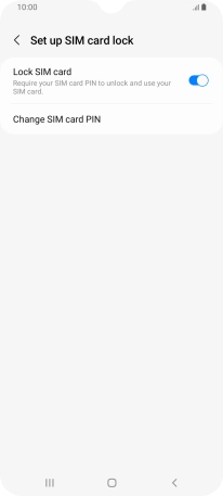 Press the indicator next to 'Lock SIM card' to turn the function on or off.