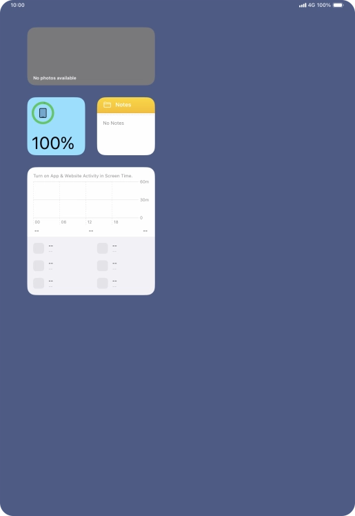 Slide your finger up or down on the screen to see more widgets. Slide your finger up or down on the screen to see more widgets.