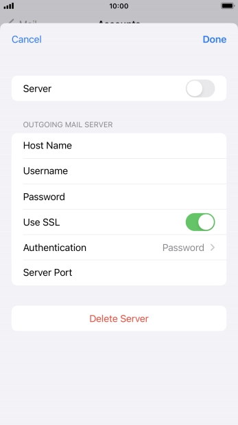 Press the indicator next to 'Use SSL' to turn off the function. Press the indicator next to 'Use SSL' to turn off the function.
