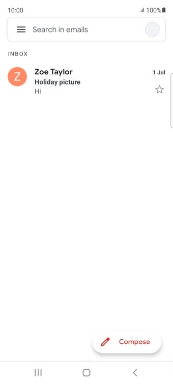 Press the email account icon. Press the email account icon.