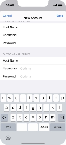 Press Username and key in the username for your email account.