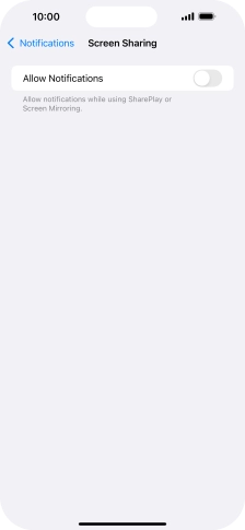 Press the indicator next to 'Allow Notifications' to turn the function on or off.
