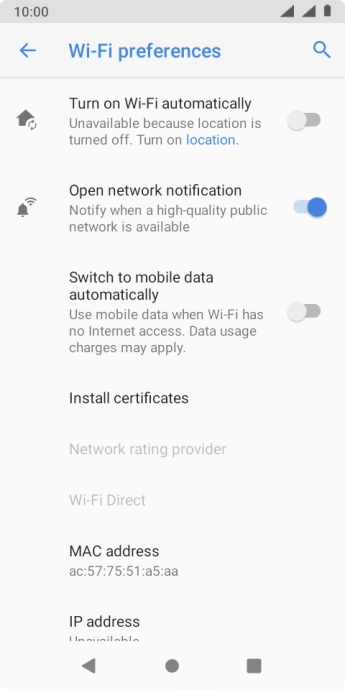 Press the indicator next to 'Switch to mobile data automatically' to turn the function on or off. Press the indicator next to 'Switch to mobile data automatically' to turn the function on or off.