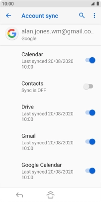 Press the indicator next to 'Contacts' to copy contacts.