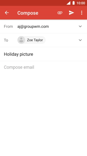 Press the text input field and write the text for your email. Press the text input field and write the text for your email.