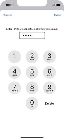 Key in your SIM PIN and press Done. The default SIM PIN is 0000.