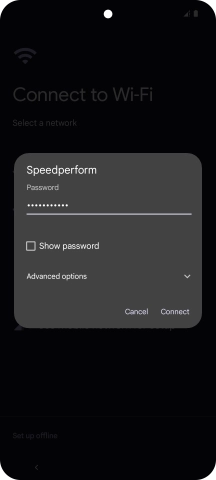 Key in the password for the WiFi network and press Connect.