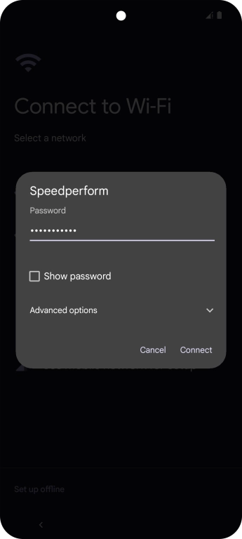 Key in the password for the WiFi network and press Connect.
