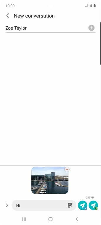 Press the send icon next to the required SIM when you've written your picture message. Press the send icon next to the required SIM when you've written your picture message.