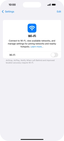 Press the indicator next to 'Wi-Fi' to turn on the function.