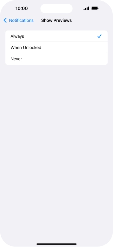 To select notification preview on the lock screen, press Always.
