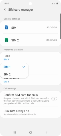 Press the required SIM.