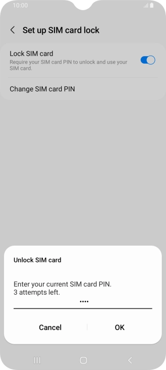 Key in your SIM PIN and press OK. The default SIM PIN is 0000.