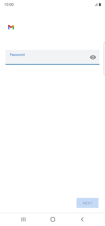Press the field below 'Password' and key in the password for your email account. Press the field below 'Password' and key in the password for your email account.