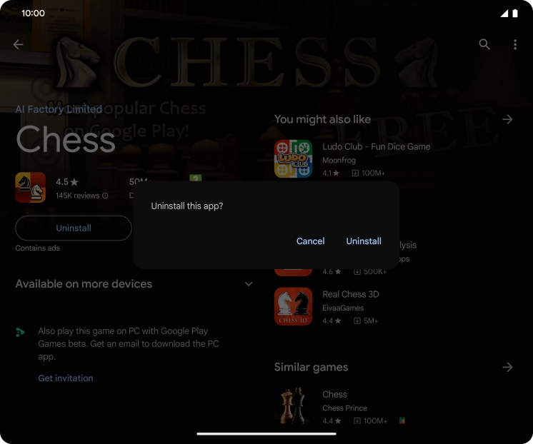 Press Uninstall.