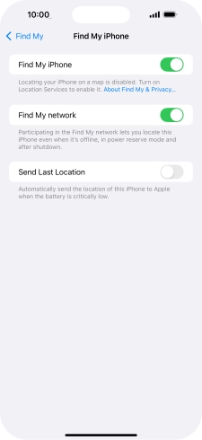 Press the indicator next to 'Find My network' to turn the function on or off. If you turn on the function, you need to follow the instructions on the screen to finish the activation.
