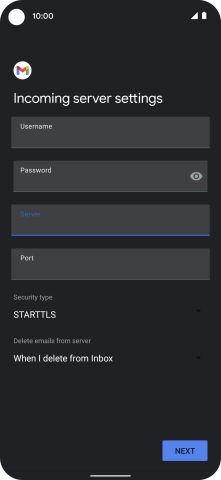 Press the field below 'Port' and key in 110.