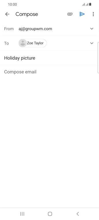 Press the text input field and write the text for your email. Press the text input field and write the text for your email.