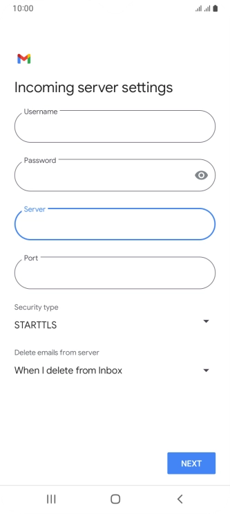 Press the field below 'Port' and key in 110. Press the field below 'Port' and key in 110.