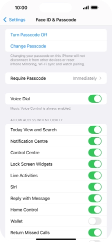 Press Turn Passcode Off and key in the lock code.